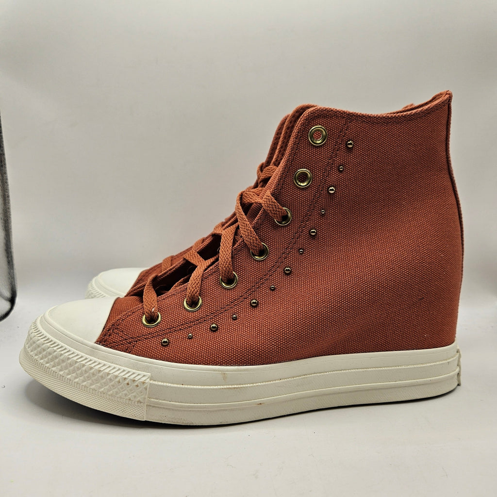 CONVERSE WOMEN'S 10.5 CTAS WEDGE PLATFORM STUDDED RUGGED ORANGE A15107C NWOB
