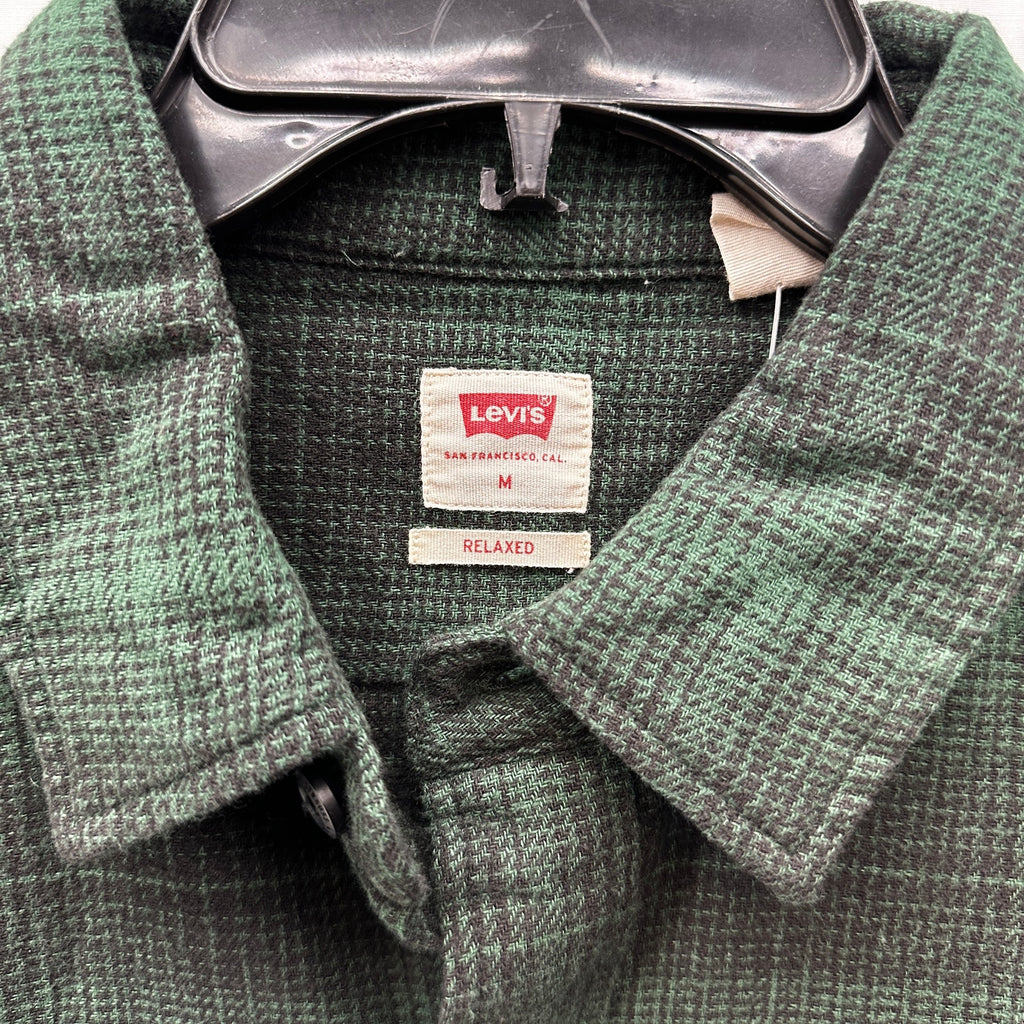 Levi's Mens Relax Fit Pine Green Plaid Shirt Size Medium