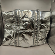 BATH & BODY WORKS QUILTED METALLIC CHROME TOTE NWT