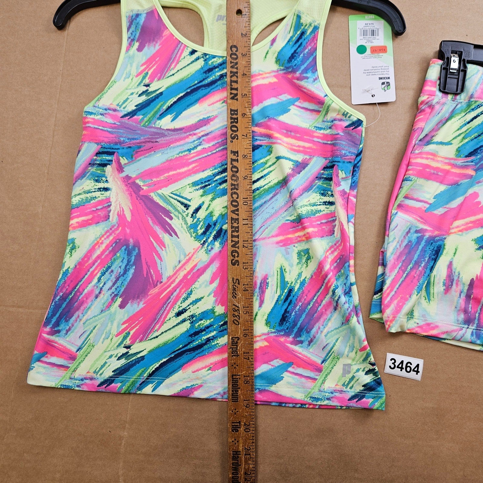 PRINCE GIRLS TENNIS OUTFIT LOT TANK TOP(M) & SKORT(L) MULTICOLOR BRUSHSTROKE NWT