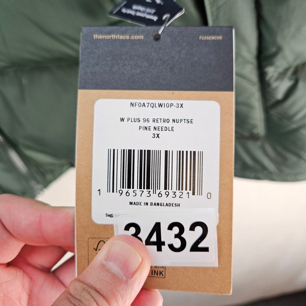 THE NORTH FACE WOMEN'S 3X 1996 RETRO NUPTSE JACKET PINE NEEDLE GREEN DOWN PUFFER