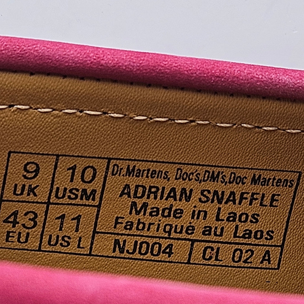 DR MARTENS MEN'S 10 UNISEX ADRIAN SNAFFLE FUCHSIA PINK NUBUCK LEATHER LOAFERS
