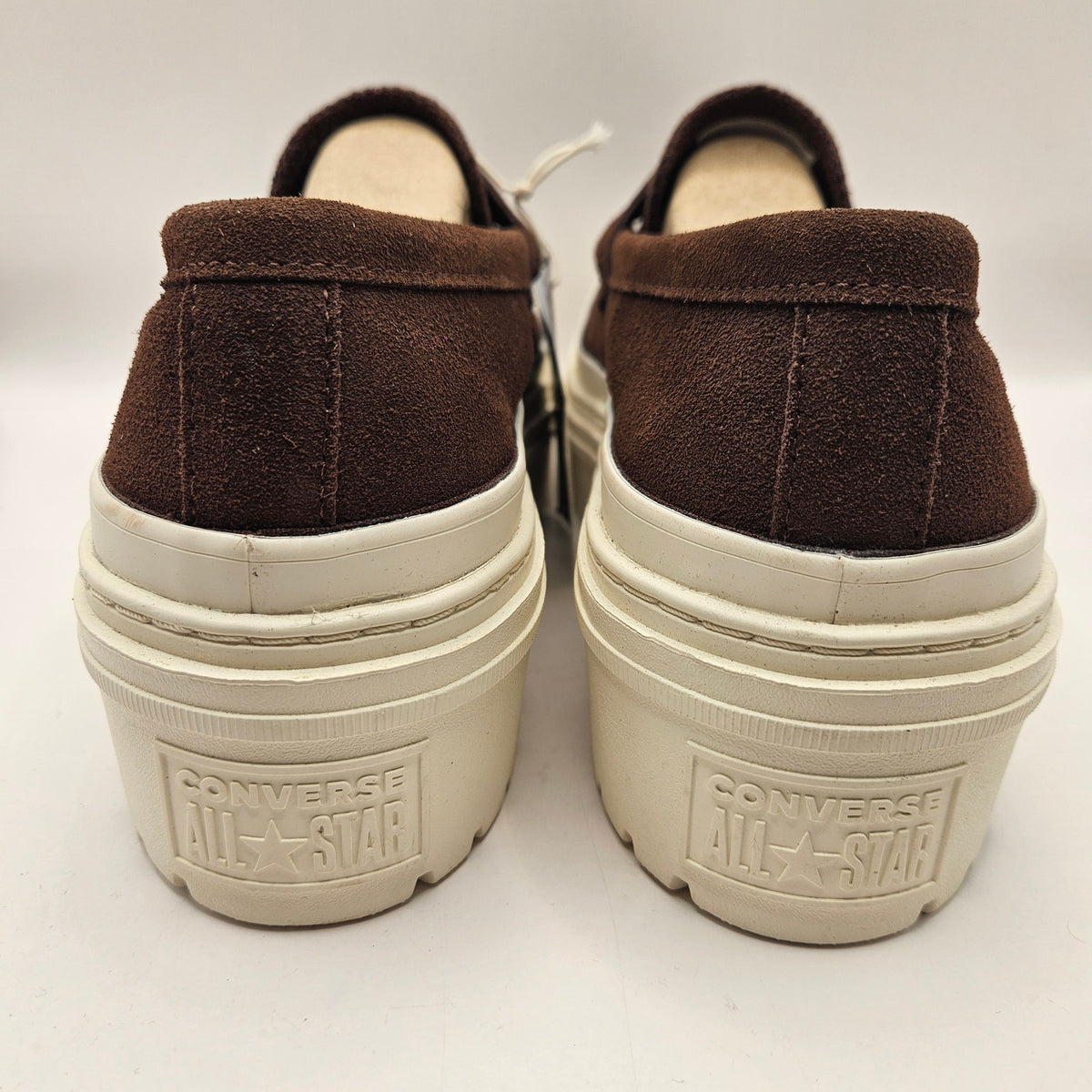 CONVERSE WOMEN'S 10.5 ALL STAR LUGGED HEEL LOAFER PLATFORM BROWN SUEDE A15552C