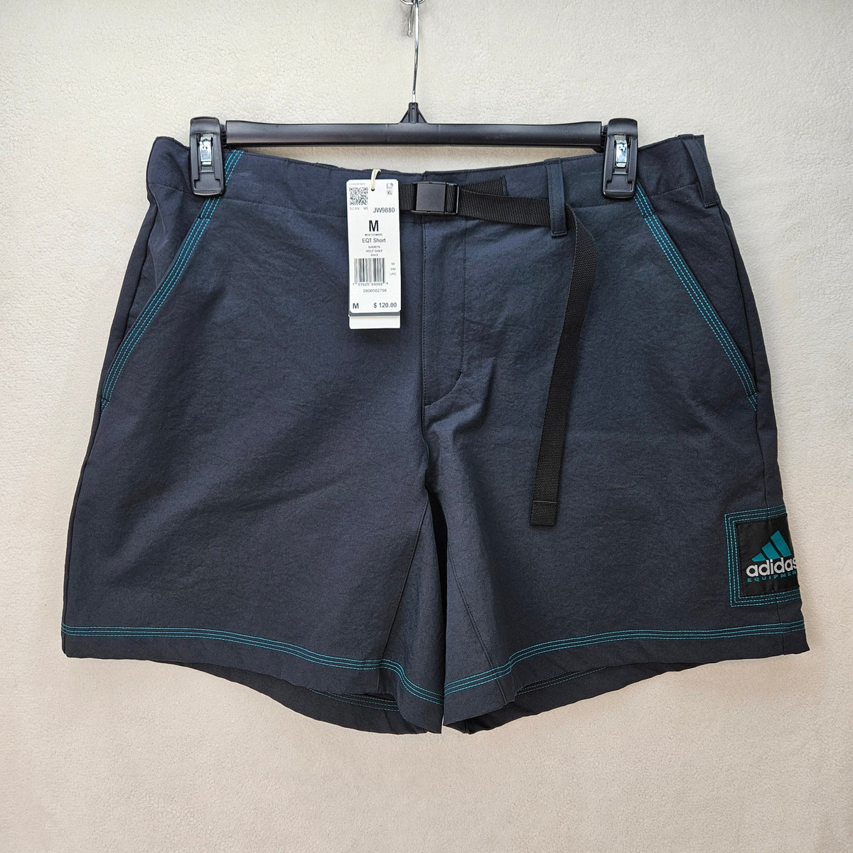 ADIDAS MEN'S MEDIUM EQT EQUIPMENT BELTED CARGO GOLF SHORTS BLACK JW9880