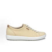 ECCO WOMEN'S 35 SOFT 7 STRAW YELLOW LEATHER LOW TOP SNEAKER FACTORY SECOND NIB
