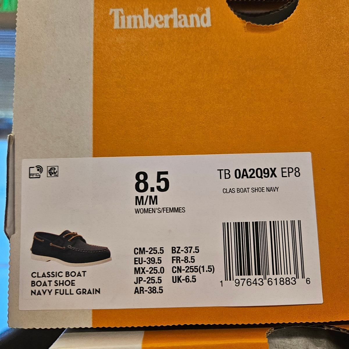 TIMBERLAND WOMEN'S 8.5 CLASSIC BOAT SHOE NAVY FULL GRAIN NIB TB0A2Q9XEP8