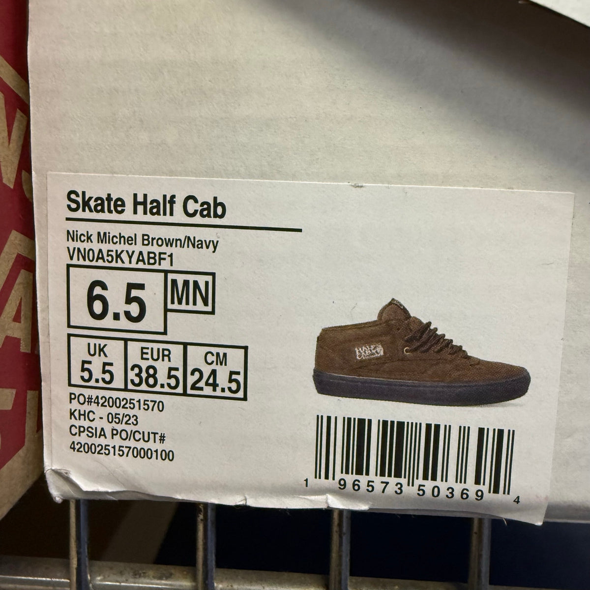 VANS X NICK MICHEL MEN'S 6.5 HALF CAB '92 MID SNEAKER BROWN NAVY NIB