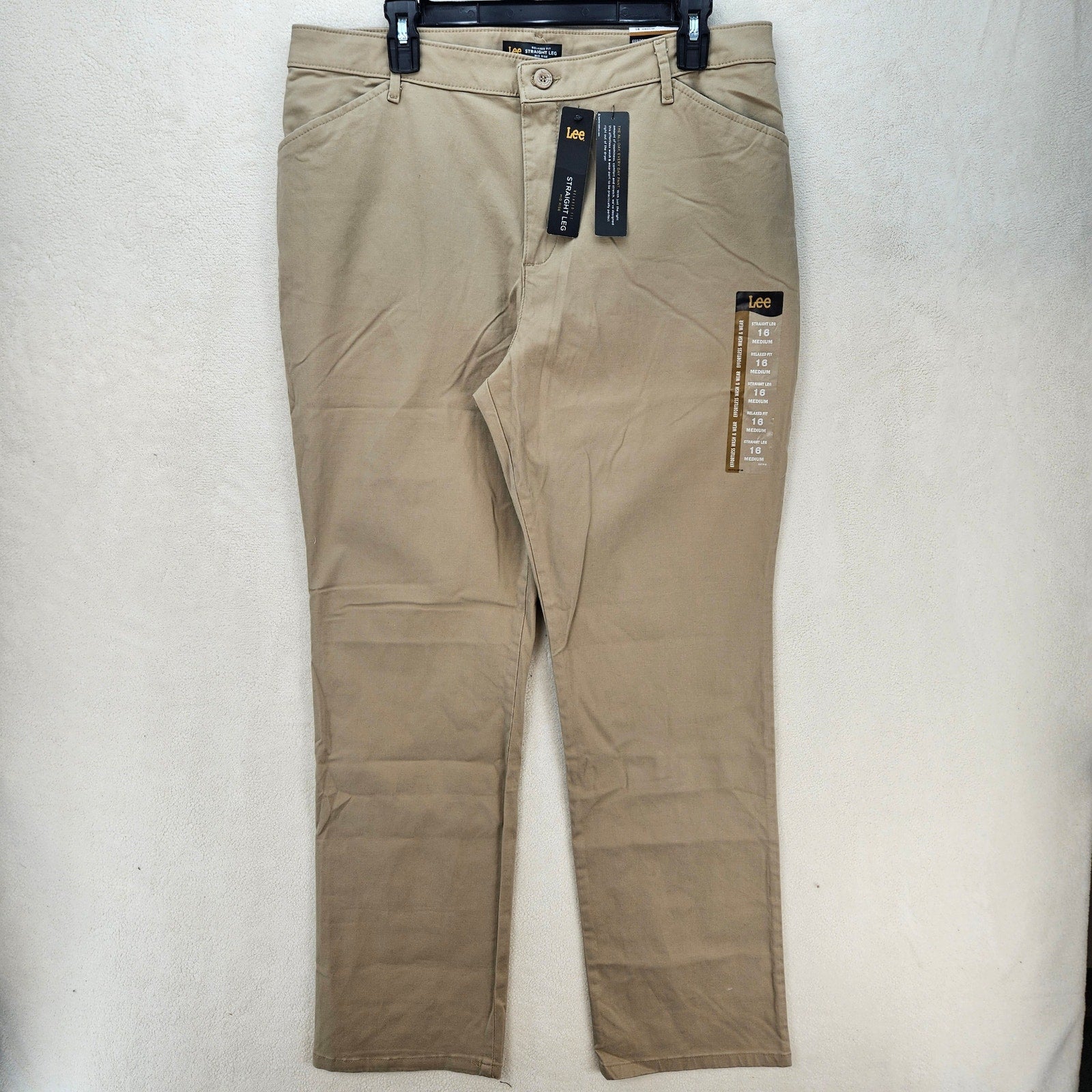 LEE WOMEN'S 16 MEDIUM RELAXED FIT ALL DAY STRAIGHT LEG PANT FLAX NWT