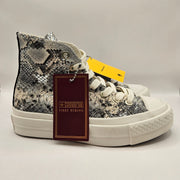 CONVERSE WOMEN'S 5 FIRST STRING CHUCK TAYLOR SNAKESKIN SNOW WHITE BLACK A18412C