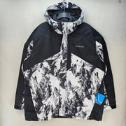 COLUMBIA MEN'S XXL 3 IN 1 INTERCHANGE NORDIC POINT SKI SNOW JACKET BLK WHT PRINT