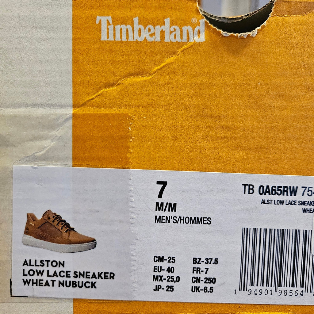 TIMBERLAND MEN'S 7 ALLSTON LOW LACE UP SNEAKER WHEAT NUBUCK NIB