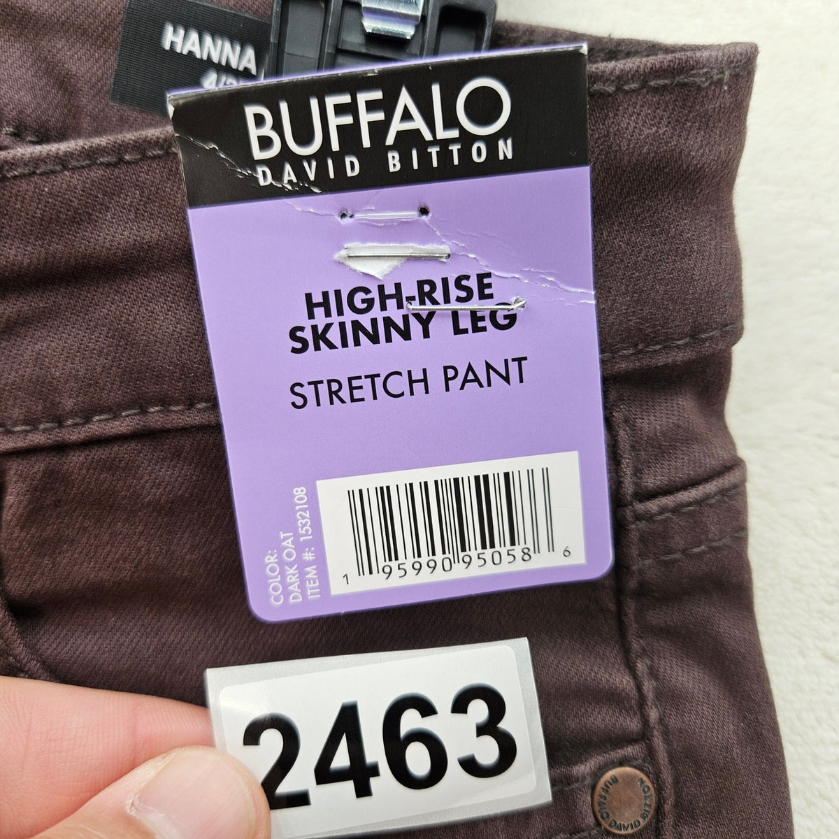 BUFFALO DAVID BITTON WOMEN'S 4 HIGH RISE SKINNY LEG STRETCH PANT DARK OAT NWT