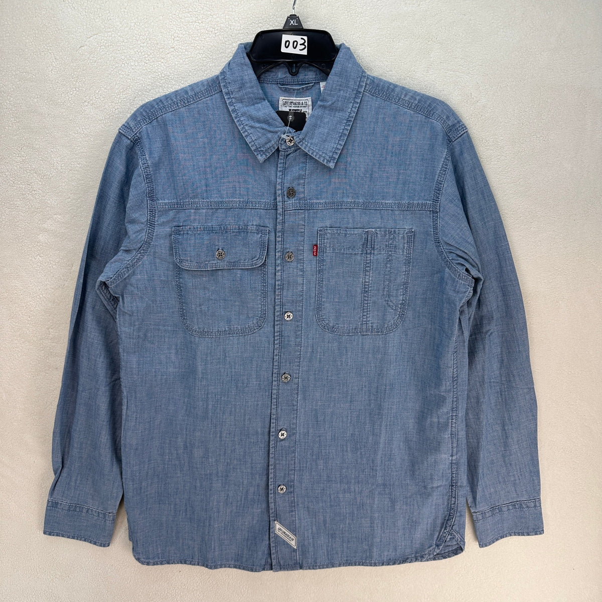 LEVI'S MEN'S SMALL LONG SLEEVE AUBURN WORKER SHIRT BLUE