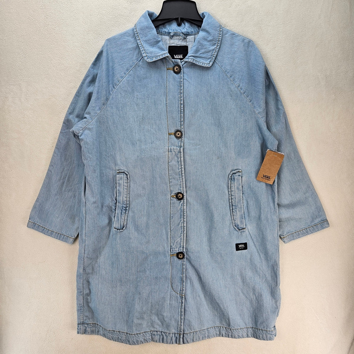 VANS WOMEN'S MEDIUM SKATE MAC DENIM COAT NWT LIGHT STONEWASH