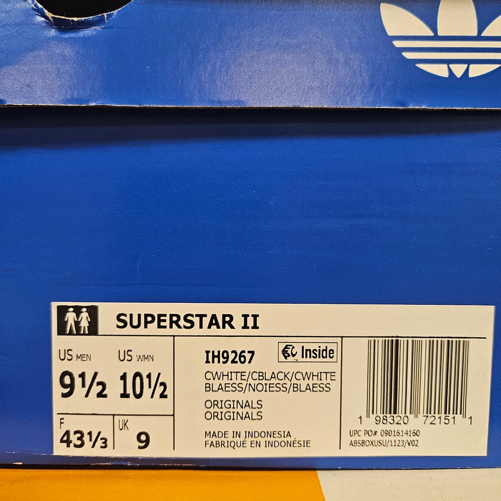 ADIDAS ORIGINALS MEN'S 9.5 SUPERSTAR 2 II CORE WHITE BLACK HOME GAME EXCLUS. NIB