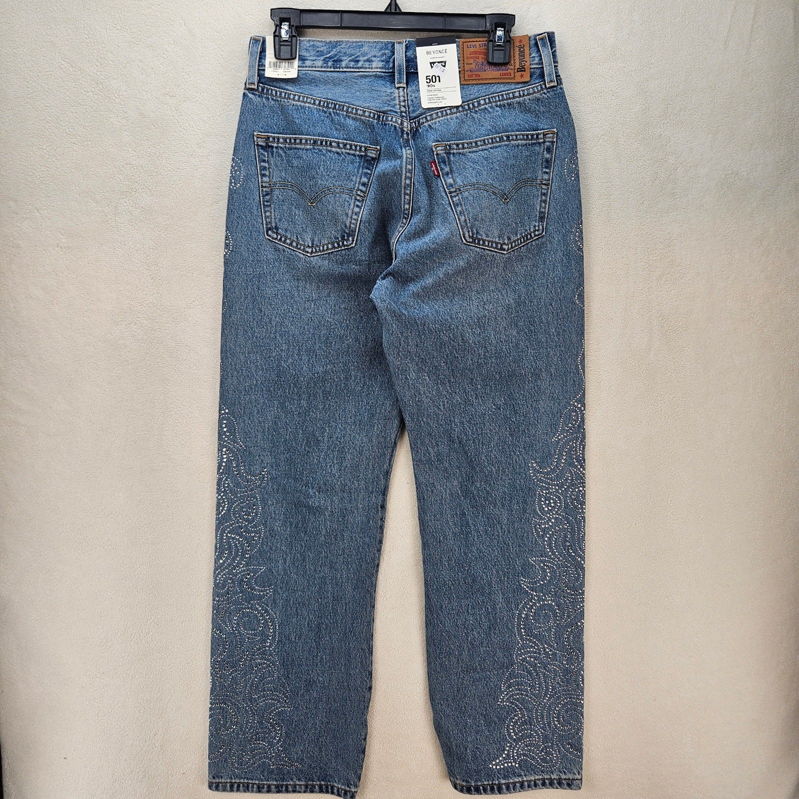 LEVI'S 501 X BEYONCE 90S STRAIGHT JEANS 28X30 WESTERN CRYSTAL NWT $150