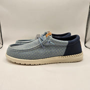 HEY DUDE MEN'S 10 WALLY FUNK BLOCK PRINT FADED DENIM SARGASSO BLUE 43120-4UH