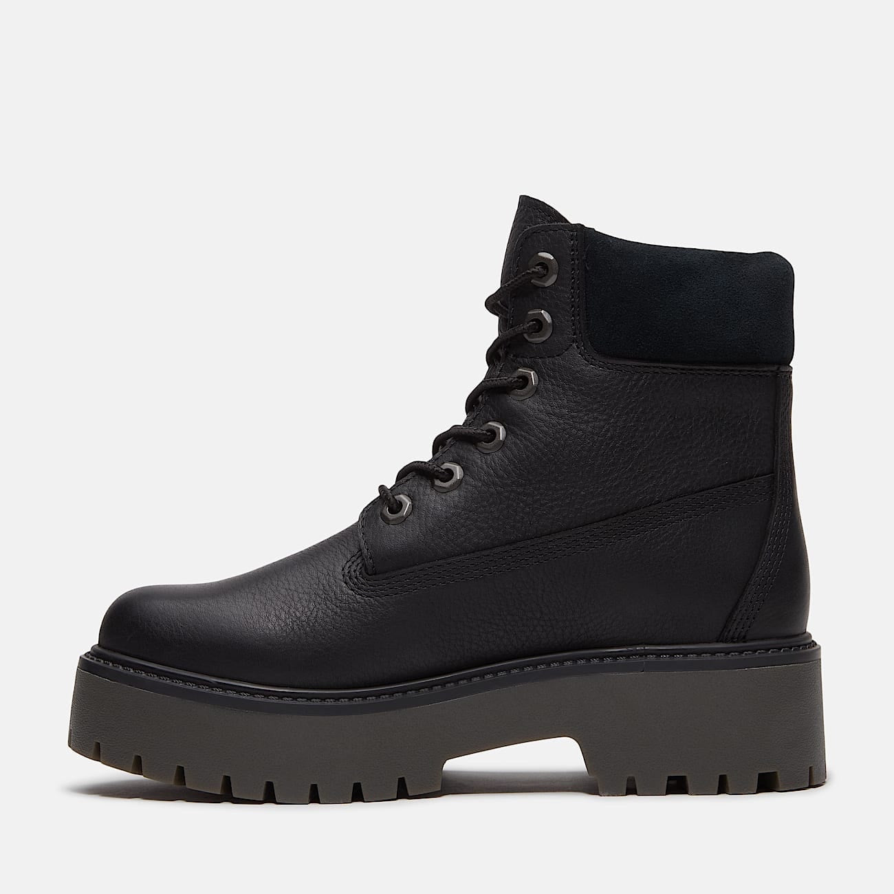 TIMBERLAND WOMEN'S 6 STONE STREET 6 INCH LACE WATERPROOF BLACK FULL GRAIN NIB