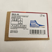 VANS MEN'S 12 SK8-HI CHECKERBOARD SIDEWALL CLASSIC BLUE SKATEBOARD NWOB