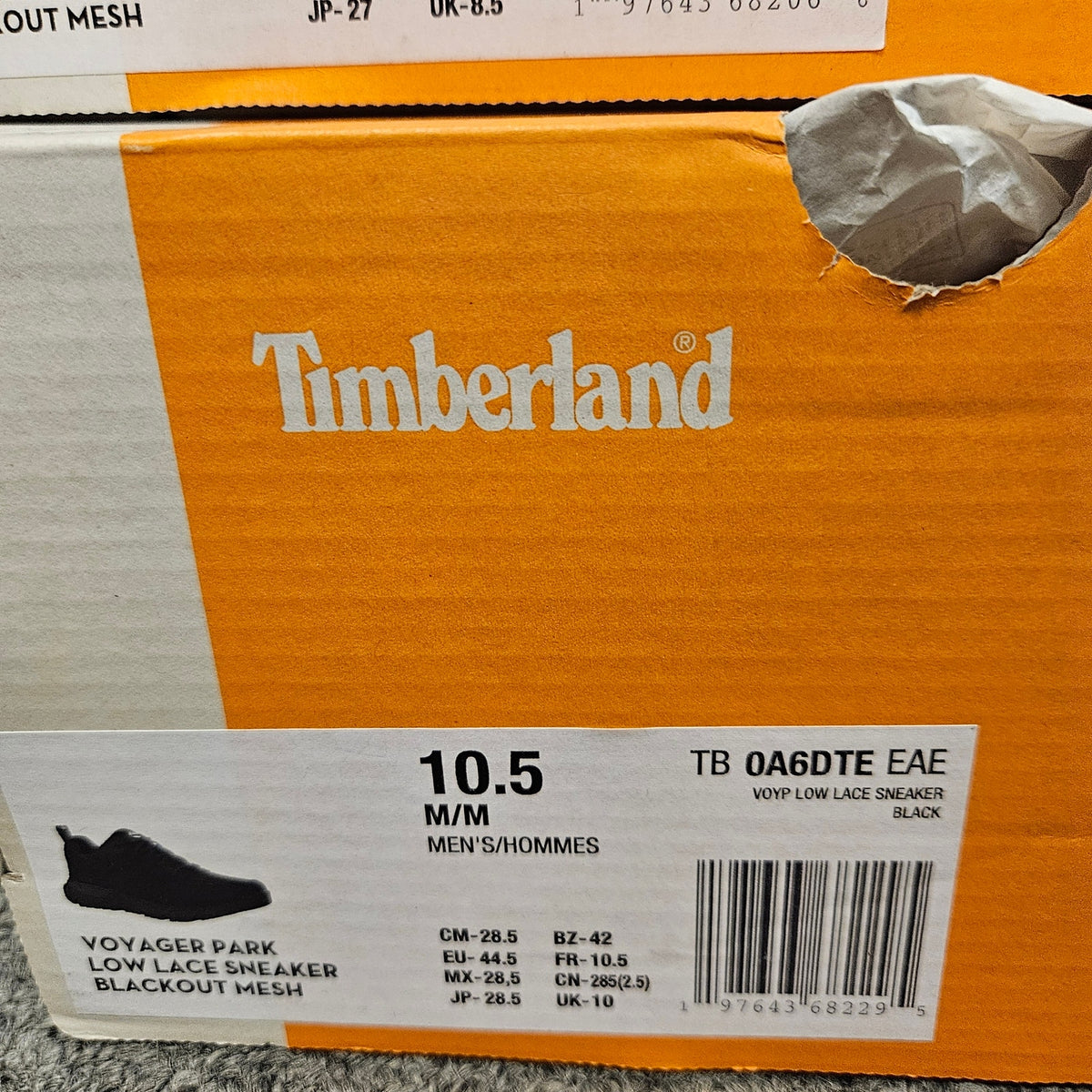 TIMBERLAND MEN'S 10.5 VOYAGER PARK LOW LACE SNEAKER BLACKOUT MESH NIB