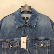 7 FOR ALL MANKIND WOMENS MEDIUM MADE IN ITALY OLI TRUCKER JACKET $398 NWT OVSZD