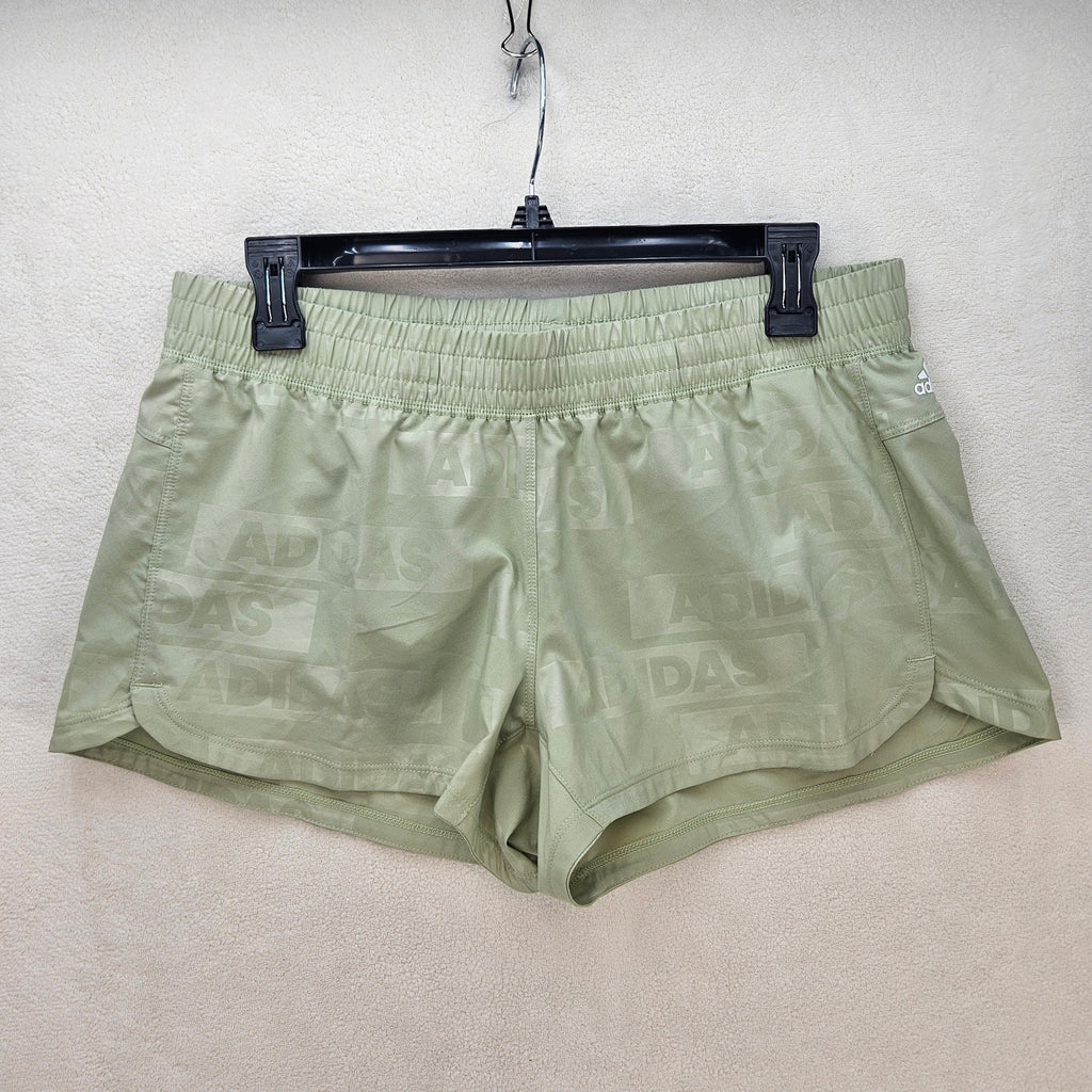 ADIDAS WOMEN'S MEDIUM PACER WOVEN DEBOSS TRAINING/RUNNING SHORTS LIME HK7544 NWT