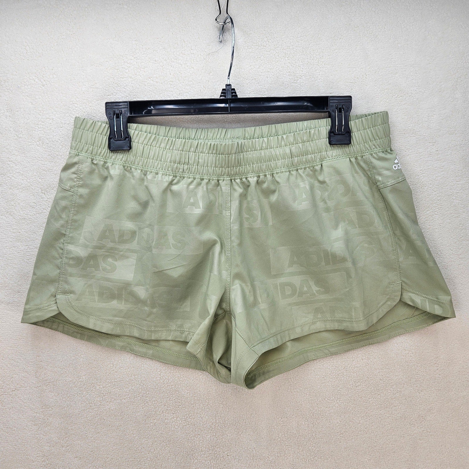 ADIDAS WOMEN'S MEDIUM PACER WOVEN DEBOSS TRAINING/RUNNING SHORTS LIME HK7544 NWT