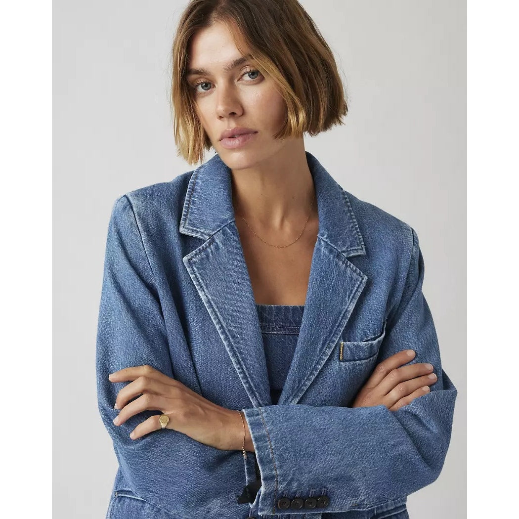 LEVI'S WOMEN'S SMALL STELLA RELAXED BLAZER MEDIUM WASH 001FX0001 NWT