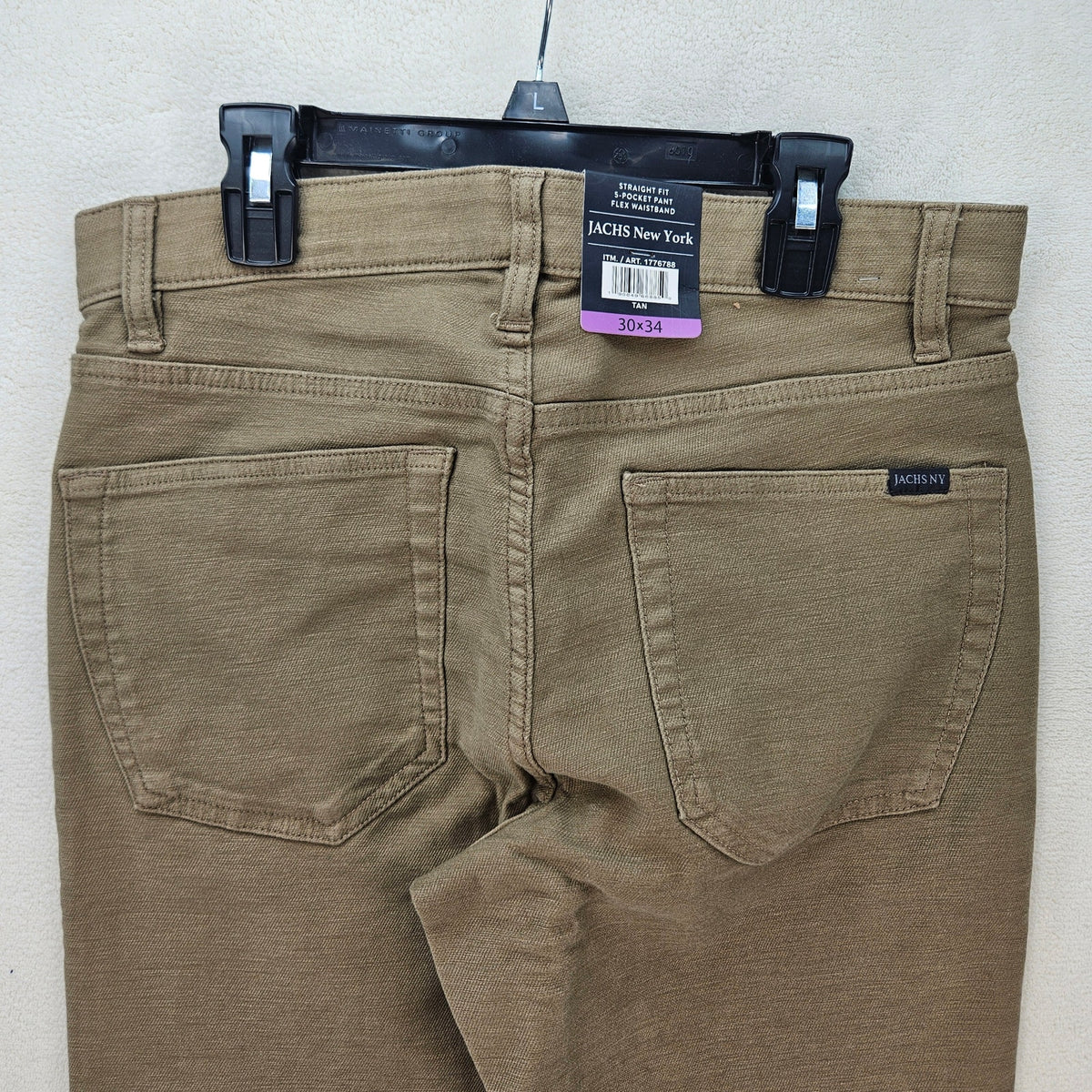 JACHS NEW YORK MEN'S 30X34 TAN MIDE WEIGHT 5 POCKET STRETCH PANT NWT