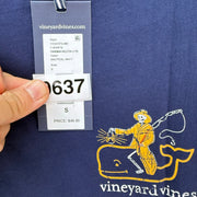 VINEYARD VINES MEN'S SMALL NAUTICAL NAVY FISHERMAN SKELETON LONG SLEEVE TEE