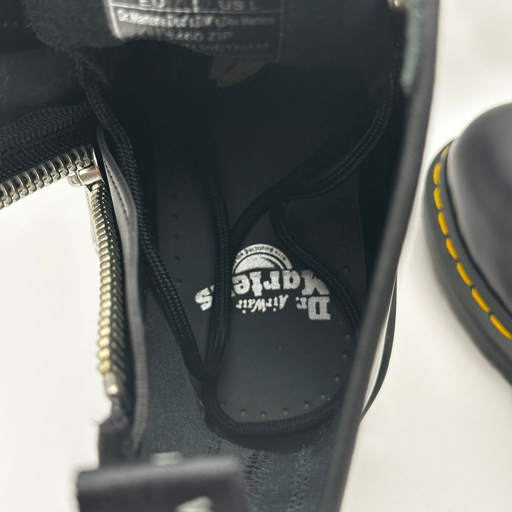 Dr. Doc Martens 1460 Zip Smooth Leather Lace-up Boots Black Size 8 Men’s New