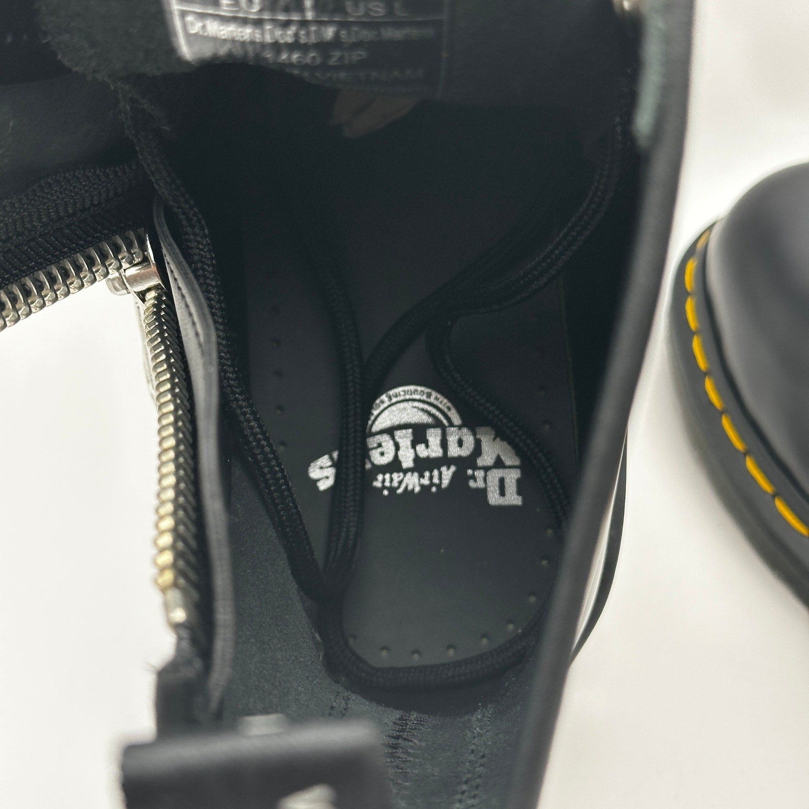 Dr. Doc Martens 1460 Zip Smooth Leather Lace-up Boots Black Size 8 Men’s New