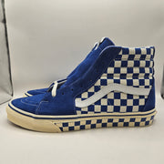 VANS MEN'S 11.5 SK8-HI CHECKERBOARD SIDEWALL CLASSIC BLUE SKATEBOARD NWOB