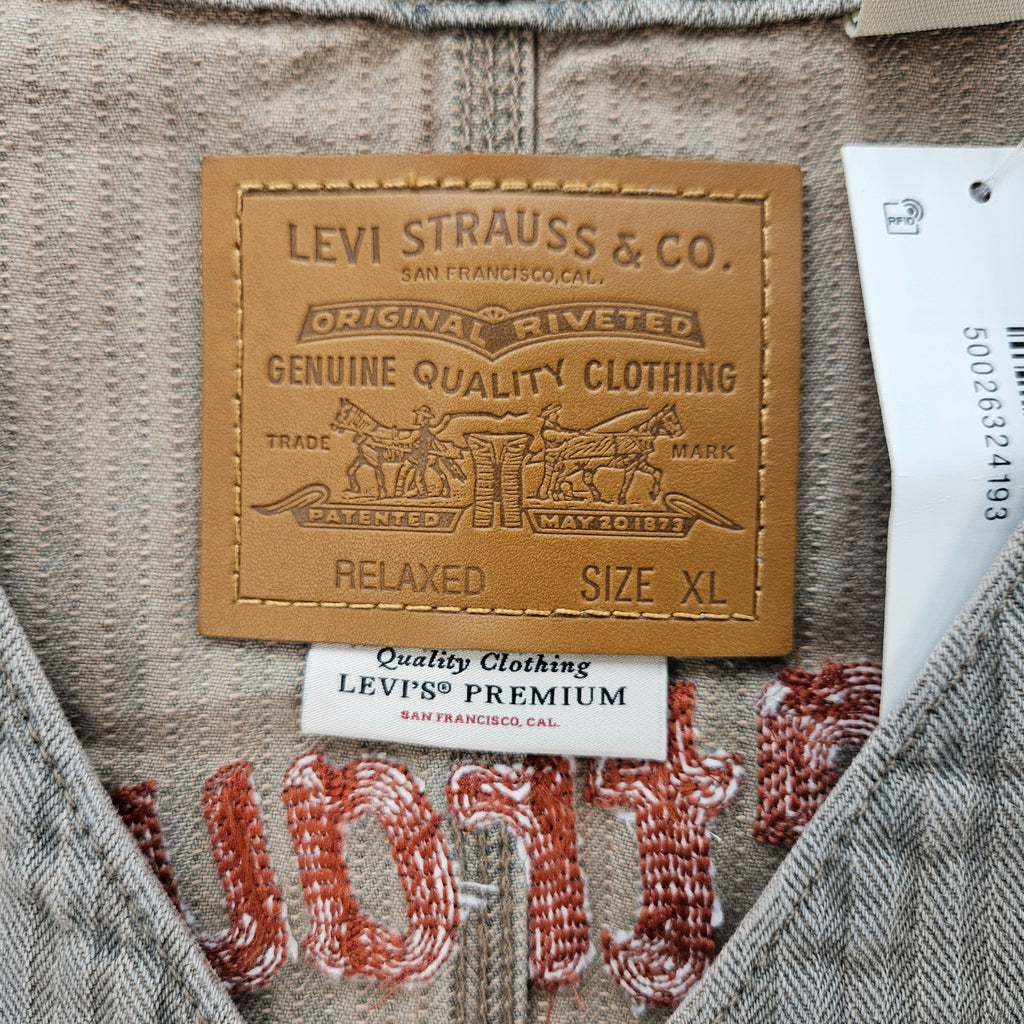 LEVI'S MENS XL UNION ENGINEER CARDIGAN UNIFORM BADGE TAN NWT
