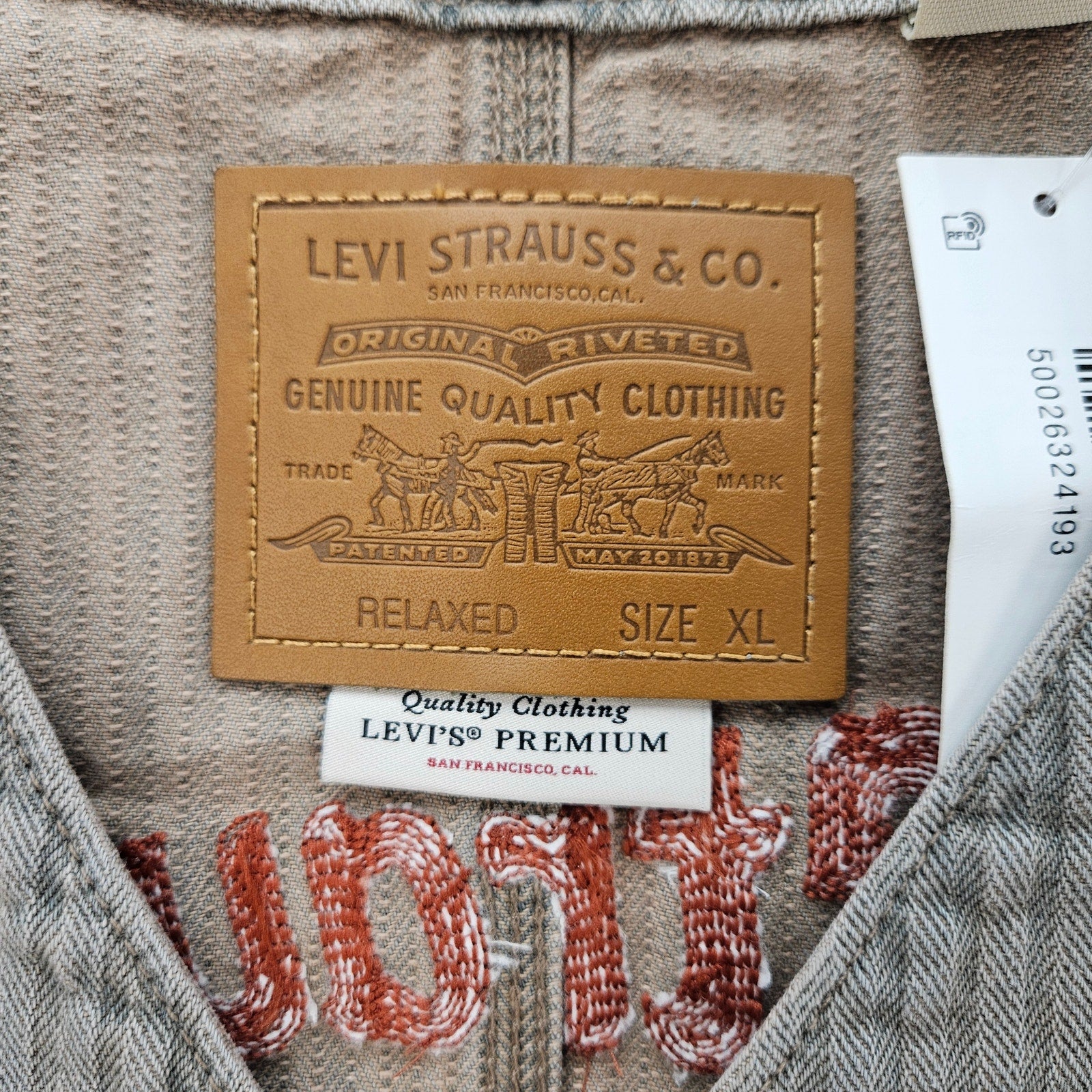 LEVI'S MENS XL UNION ENGINEER CARDIGAN UNIFORM BADGE TAN NWT