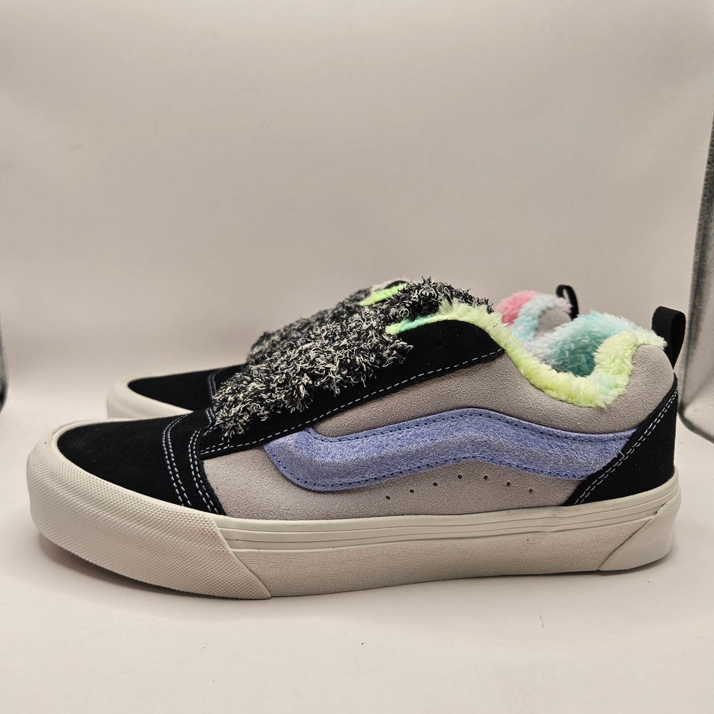 VANS MEN'S 9 KNU SKOOL PARTY ANIMAL RAINBOW BLACK SUEDE FAUX FUR NWOB