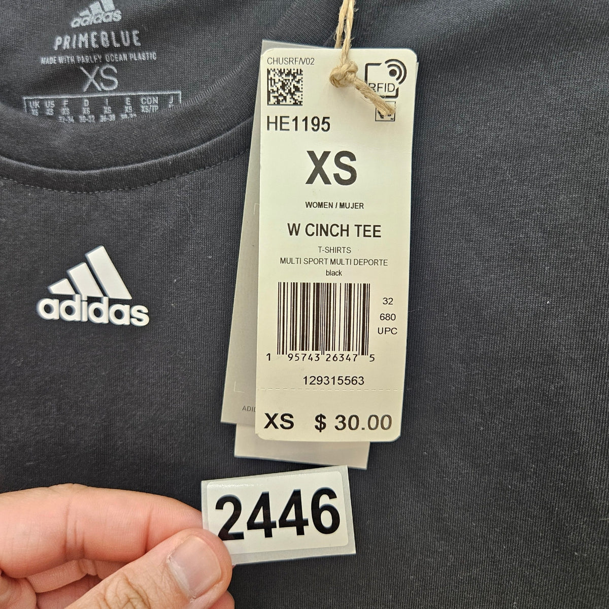 ADIDAS WOMEN'S XS CINCH TEE MULTI SPORT BLACK NWT