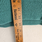 FREE PEOPLE SMALL COLOR BLACK OVERSIZED KNIT SWEATER GREEN BLUE MOCK NECK CHUNKY