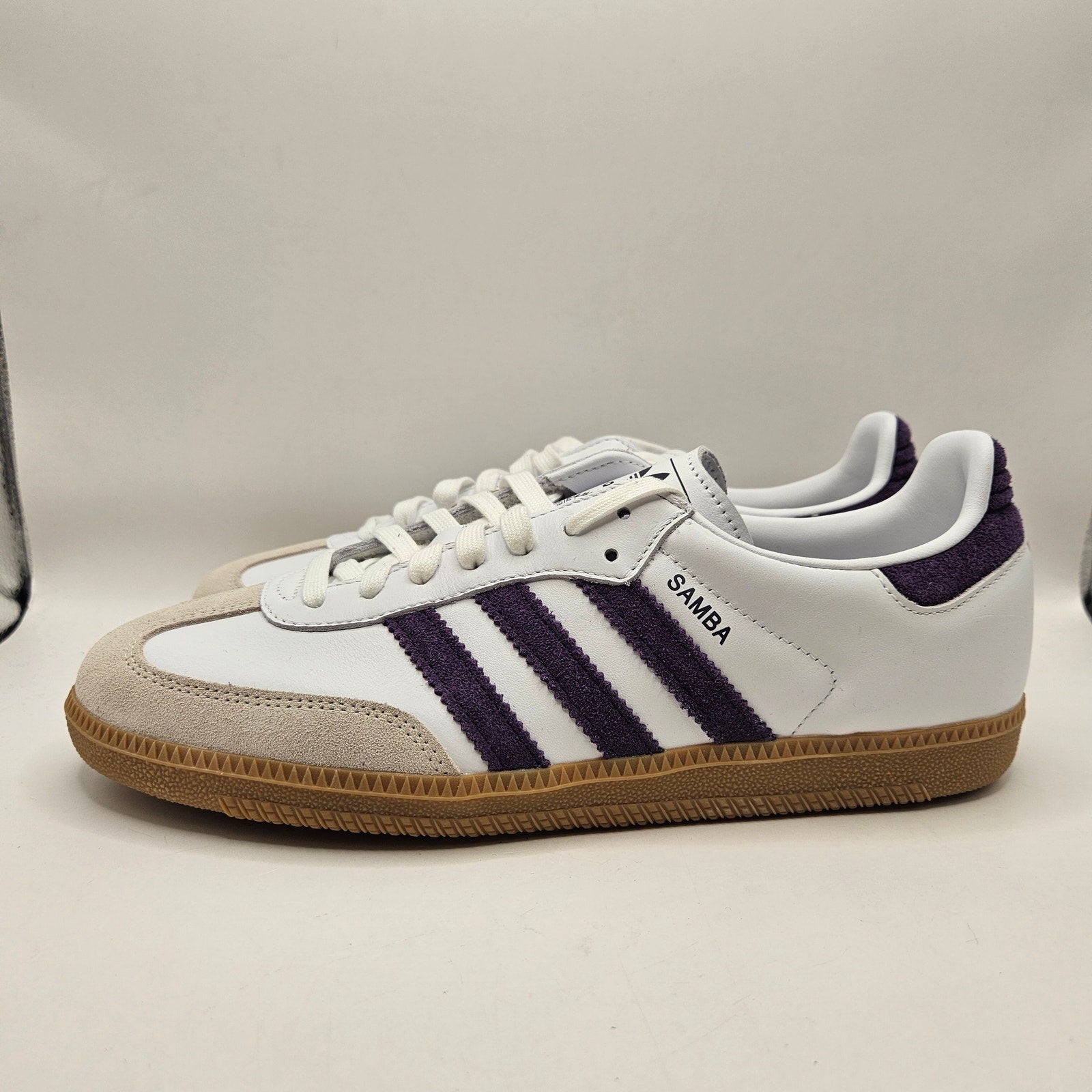 ADIDAS ORIGINALS WOMEN'S 10 SAMBA OG WHITE ALUMINA AURORA PLUM NWOB JS1392