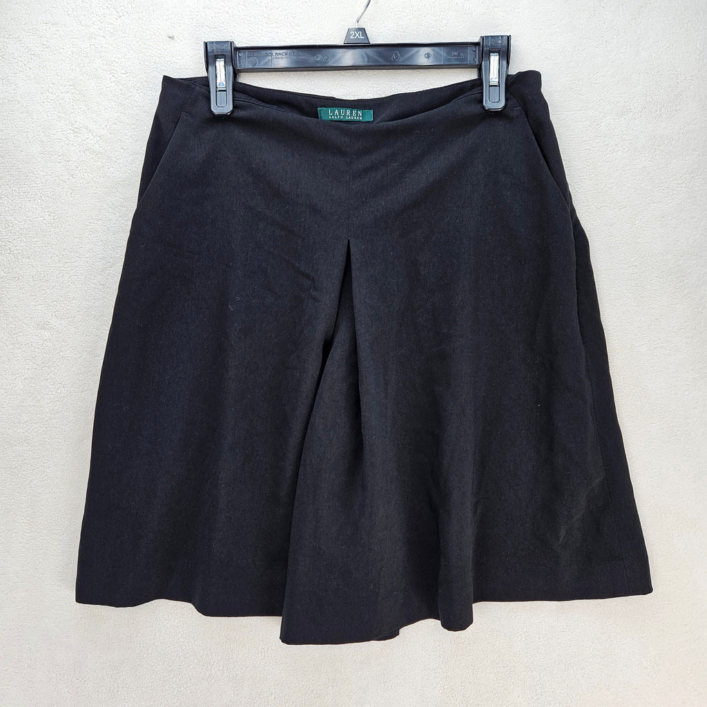 LAUREN RALPH LAUREN WOMEN'S 8 BLACK SKORT PLEATED A LINE SKIRT SHORTS
