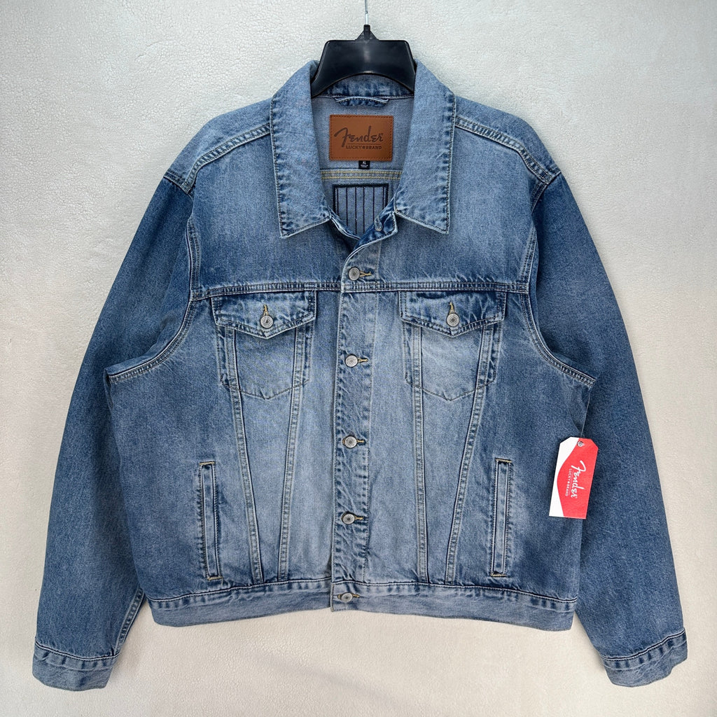 LUCKY BRAND X FENDER 70TH ANNIVERSARY XXLARGE EMBROIDERED GUITAR DENIM JACKET