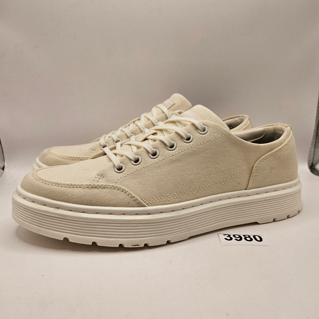 DR MARTENS MEN'S 10 BROOKLINE 6 EYE CASUAL LOW TOP SNEAKER OFF WHITE CREAM NWOB