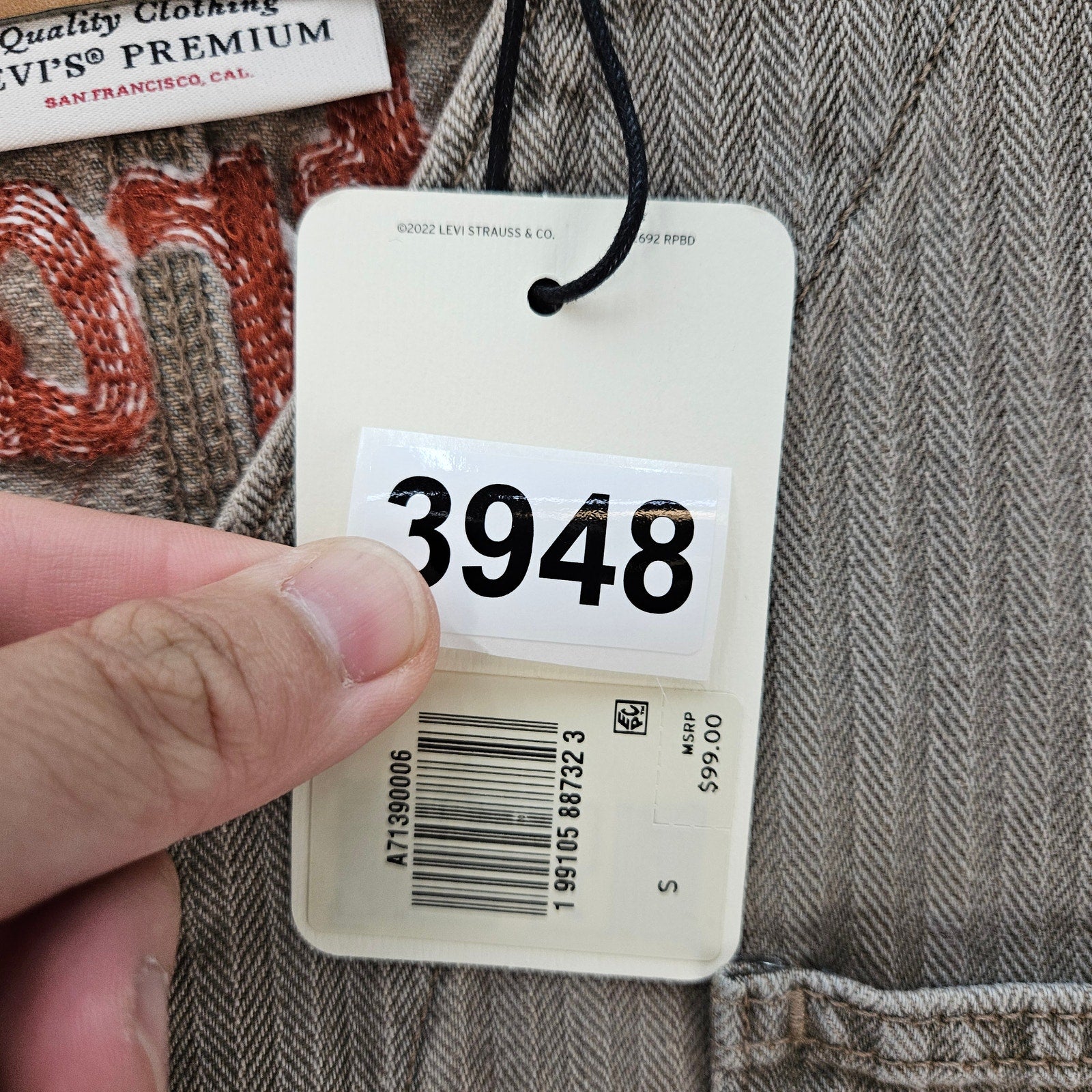 LEVI'S MENS SMALL UNION ENGINEER CARDIGAN UNIFORM BADGE TAN NWT