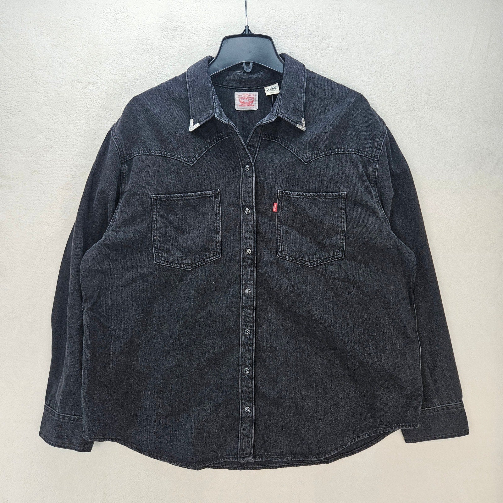 LEVI'S PREMIUM WOMEN'S XL TEODORA METAL TIPPED WESTERN SHIRT NWT BLACK