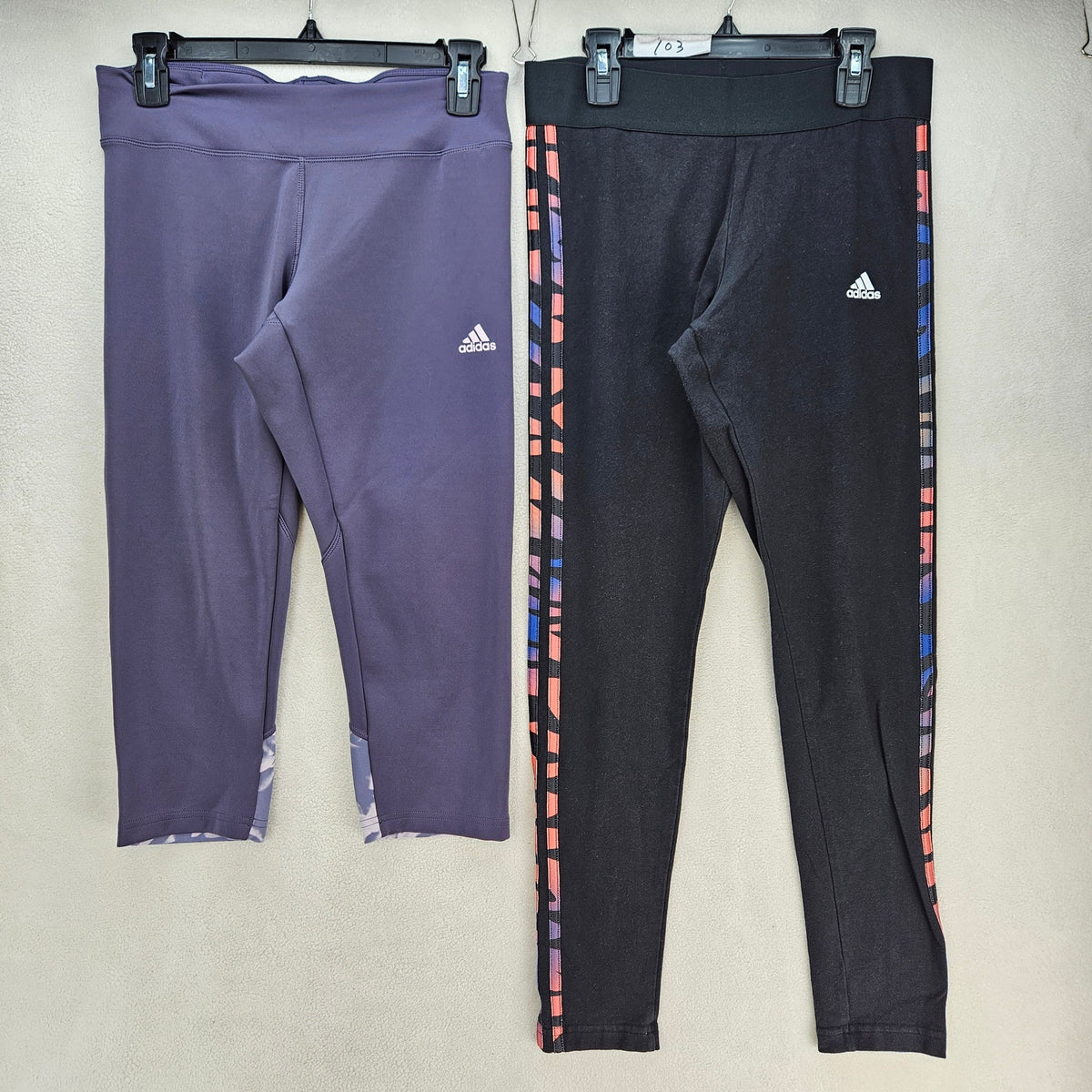 LOT OF 2 ADIDAS WOMEN'S MEDIUM ATHLETIC LEGGINGS CAPRI TIGHT