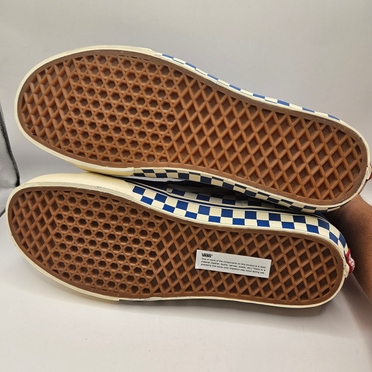 VANS MEN'S 11.5 SK8-HI CHECKERBOARD SIDEWALL CLASSIC BLUE SKATEBOARD NWOB