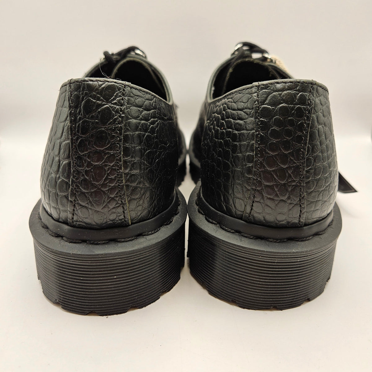 DR MARTENS MEN'S 10 1461 BEX STEEL TOE CROC EMBOSSED FOREST GREEN (BLACK)