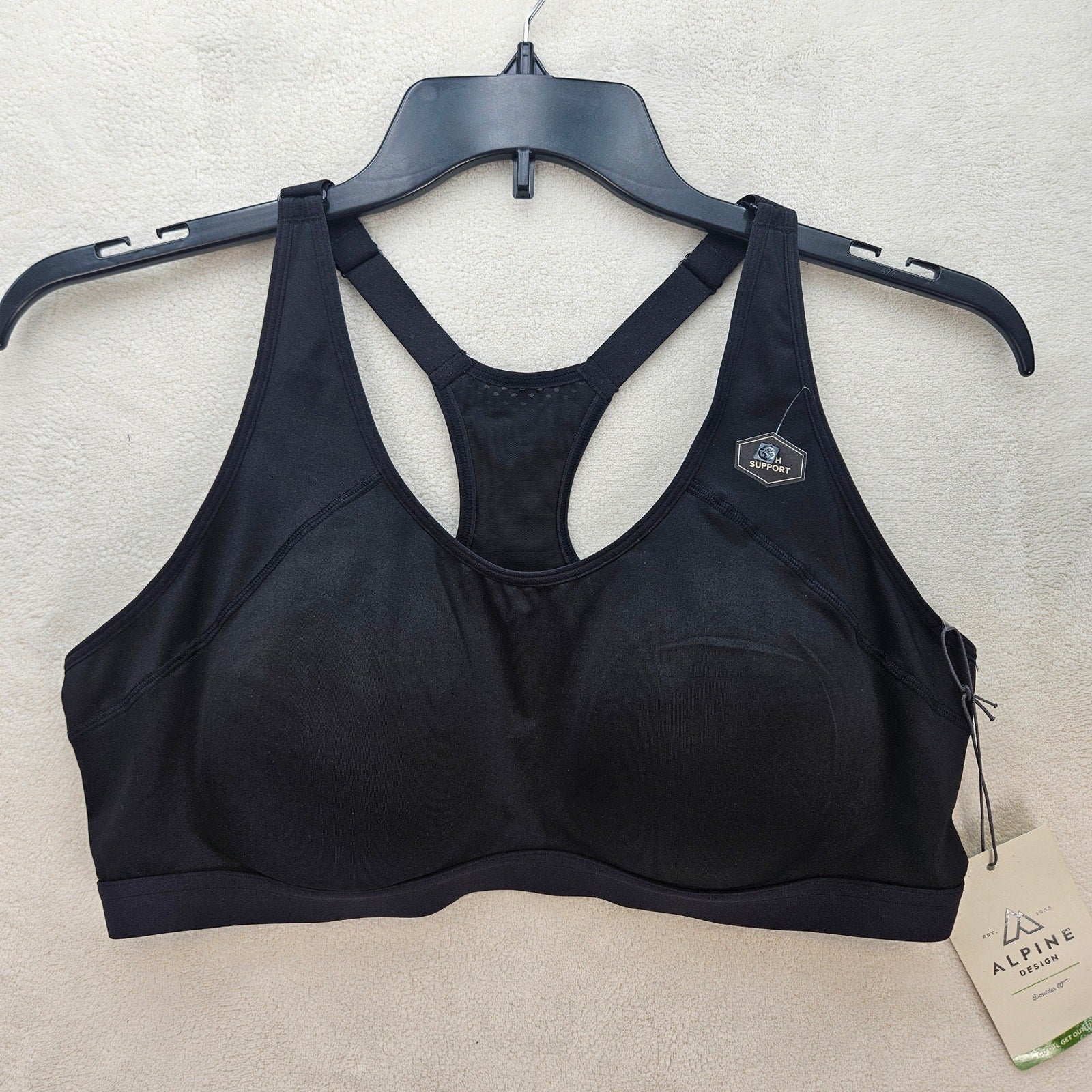 DSG WOMEN'S XXL AD HIGH SUPPORT BRA PURE BLACK ADW21145 NWT