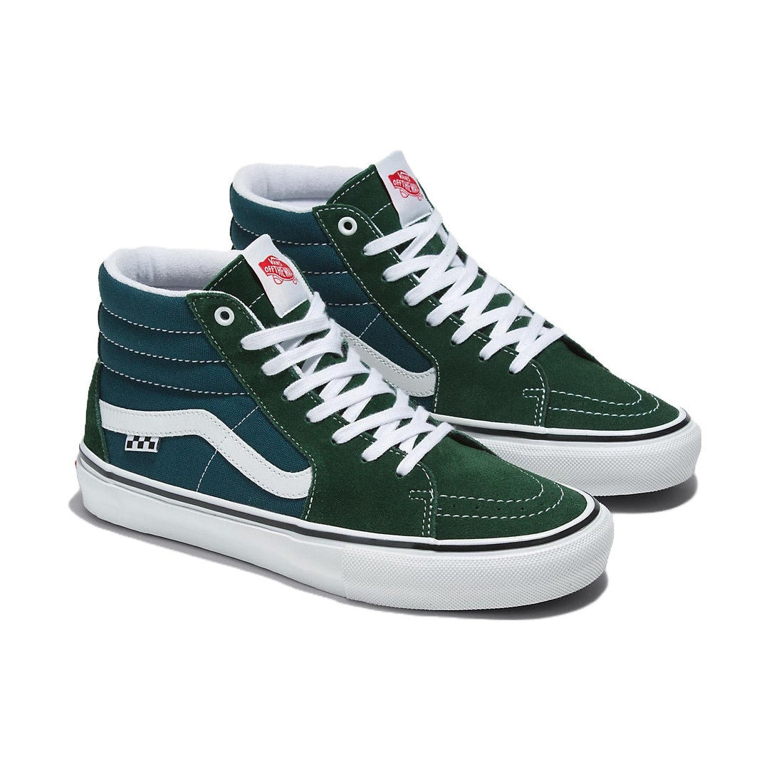 VANS MEN'S 13 SK8 HI MOUTAIN VIEW GREEN BLUE CANVAS NIB