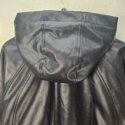 JORDAN WOMEN'S MEDIUM FAUX LEATHER JACKET FULL ZIP HOODED CROPPED IF0947-010